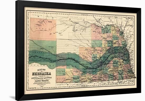 1880, Nebraska 1880 State Map, Nebraska, United States-null-Framed Giclee Print