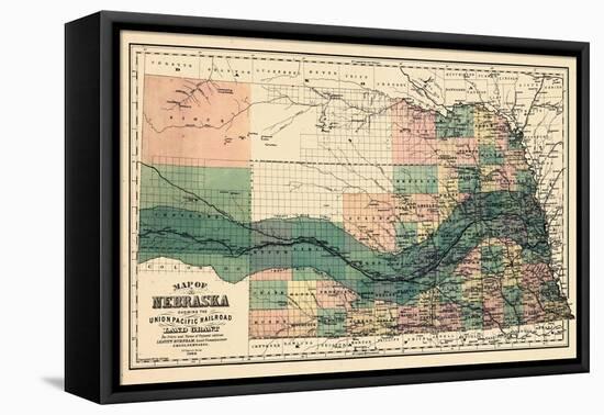 1880, Nebraska 1880 State Map, Nebraska, United States-null-Framed Stretched Canvas