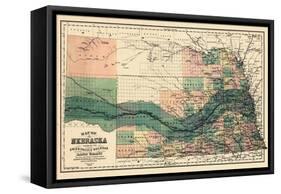 1880, Nebraska 1880 State Map, Nebraska, United States-null-Framed Stretched Canvas