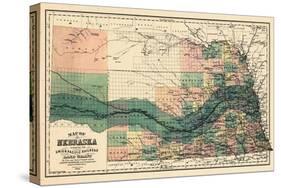 1880, Nebraska 1880 State Map, Nebraska, United States-null-Stretched Canvas