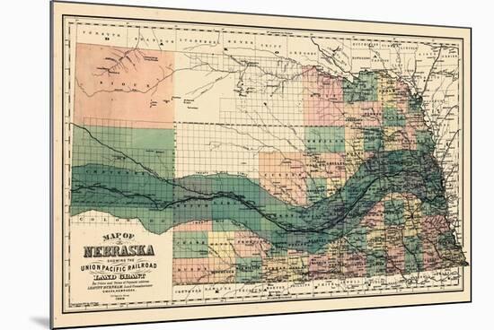 1880, Nebraska 1880 State Map, Nebraska, United States-null-Mounted Premium Giclee Print