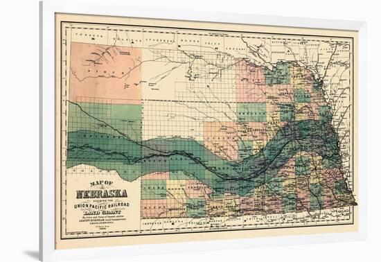 1880, Nebraska 1880 State Map, Nebraska, United States-null-Framed Giclee Print