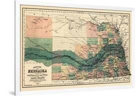 1880, Nebraska 1880 State Map, Nebraska, United States-null-Framed Giclee Print