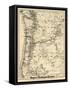 1880, Oregon and Washington State Map, Oregon, United States-null-Framed Stretched Canvas