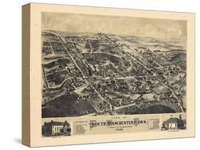 1880, South Manchester Bird's Eye View, Connecticut, United States-null-Stretched Canvas
