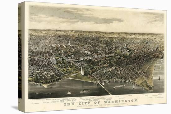 1880, Washington 1880c Bird's Eye View, District of Columbia, United States-null-Stretched Canvas
