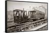 1880s Men on Board Elevated Locomotive and Passenger Car on East 42nd Street Grand Union Hotel-null-Framed Stretched Canvas