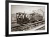 1880s Men on Board Elevated Locomotive and Passenger Car on East 42nd Street Grand Union Hotel-null-Framed Photographic Print