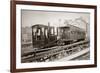 1880s Men on Board Elevated Locomotive and Passenger Car on East 42nd Street Grand Union Hotel-null-Framed Photographic Print