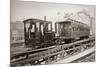 1880s Men on Board Elevated Locomotive and Passenger Car on East 42nd Street Grand Union Hotel-null-Mounted Photographic Print