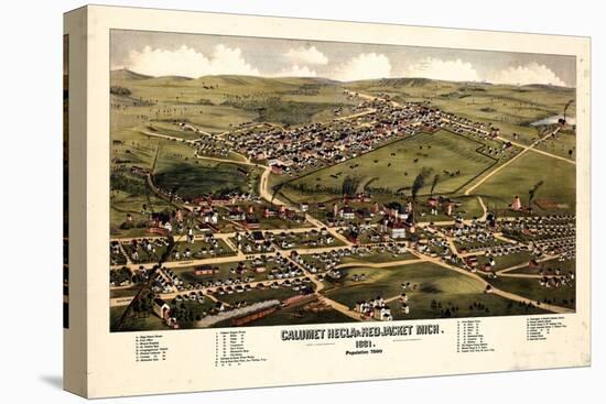 1881, Calumet - Hecla - Red Jacket Bird's Eye View, Michigan, United States-null-Stretched Canvas