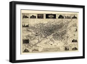 1881, Denver Bird's Eye View, Colorado, United States-null-Framed Giclee Print