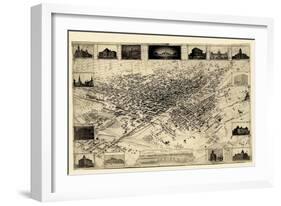 1881, Denver Bird's Eye View, Colorado, United States-null-Framed Giclee Print