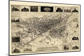 1881, Denver Bird's Eye View, Colorado, United States-null-Mounted Giclee Print