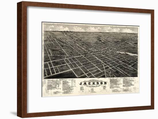 1881, Jackson Bird's Eye View, Michigan, United States-null-Framed Giclee Print