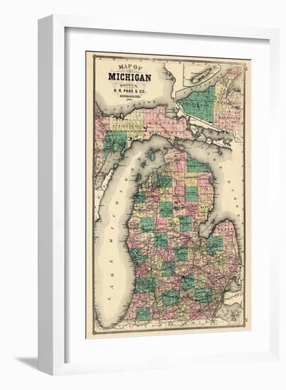 1881, Michigan State Map, Wisconsin, United States-null-Framed Giclee Print