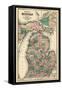 1881, Michigan State Map, Wisconsin, United States-null-Framed Stretched Canvas
