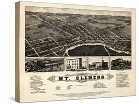 1881, Mt. Clemens Bird's Eye View, Michigan, United States-null-Stretched Canvas