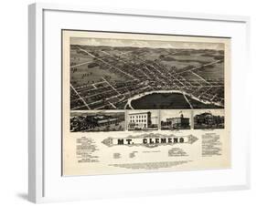 1881, Mt. Clemens Bird's Eye View, Michigan, United States-null-Framed Giclee Print