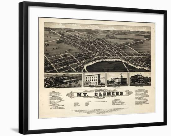 1881, Mt. Clemens Bird's Eye View, Michigan, United States-null-Framed Giclee Print