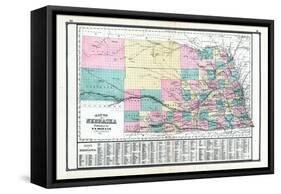1881, Nebraska State Map, United States-null-Framed Stretched Canvas