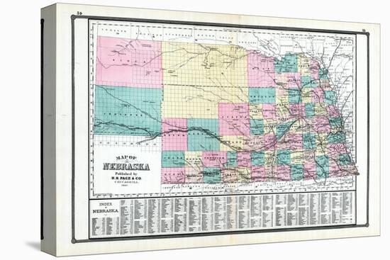 1881, Nebraska State Map, United States-null-Stretched Canvas