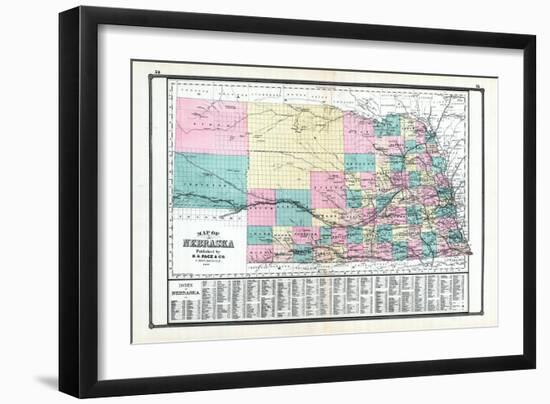 1881, Nebraska State Map, United States-null-Framed Giclee Print