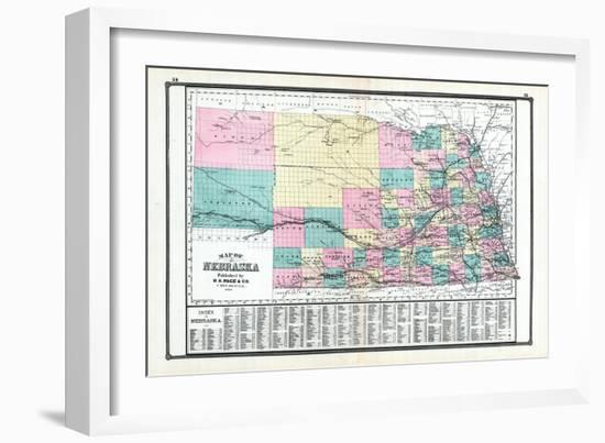 1881, Nebraska State Map, United States-null-Framed Giclee Print