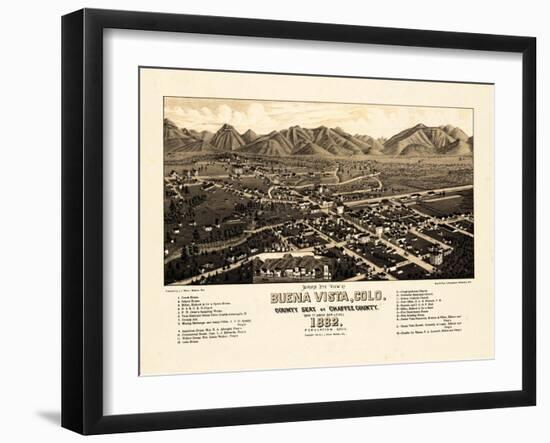 1882, Buena Vista Bird's Eye View, Colorado, United States-null-Framed Giclee Print