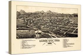 1882, Canon City Bird's Eye View, Colorado, United States-null-Stretched Canvas