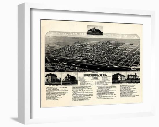 1882, Cheyenne 1882 Bird's Eye View, Wyoming, United States-null-Framed Giclee Print