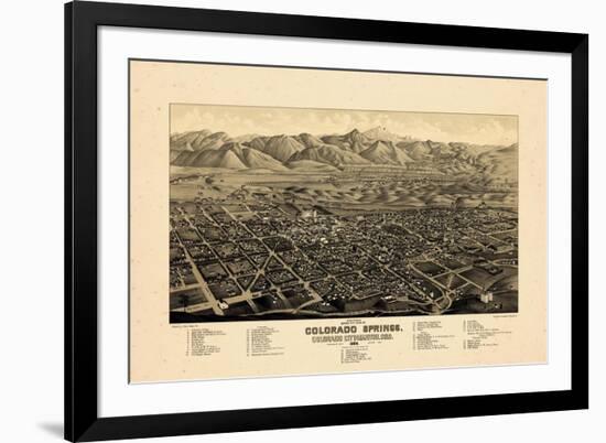 1882, Colorado Springs 1882c Bird's Eye View, Colorado, United States-null-Framed Giclee Print