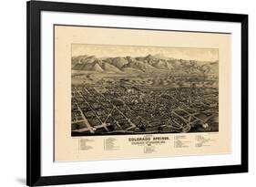 1882, Colorado Springs 1882c Bird's Eye View, Colorado, United States-null-Framed Giclee Print