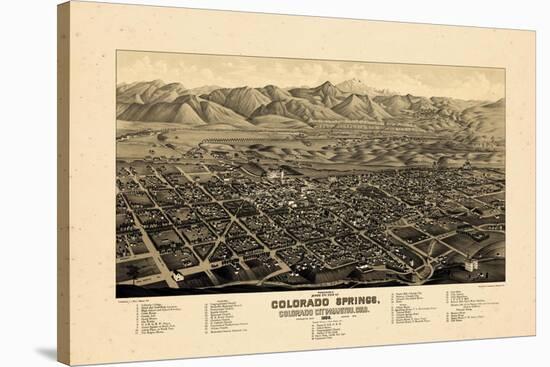1882, Colorado Springs 1882c Bird's Eye View, Colorado, United States-null-Stretched Canvas