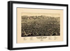 1882, Colorado Springs 1882c Bird's Eye View, Colorado, United States-null-Framed Giclee Print