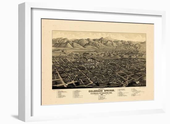 1882, Colorado Springs 1882c Bird's Eye View, Colorado, United States-null-Framed Giclee Print