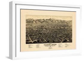 1882, Colorado Springs 1882c Bird's Eye View, Colorado, United States-null-Framed Giclee Print