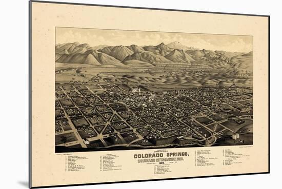 1882, Colorado Springs 1882c Bird's Eye View, Colorado, United States-null-Mounted Giclee Print