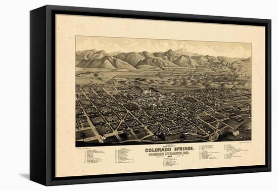 1882, Colorado Springs 1882c Bird's Eye View, Colorado, United States-null-Framed Stretched Canvas