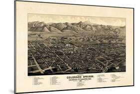 1882, Colorado Springs - Colorado City - Manitou Bird's Eye View, Colorado, United State-null-Mounted Giclee Print