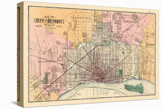 1883, Detroit City, Michigan, United States-null-Stretched Canvas