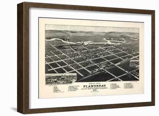 1883, Flandreau Bird's Eye View, South Dakota, United States-null-Framed Giclee Print