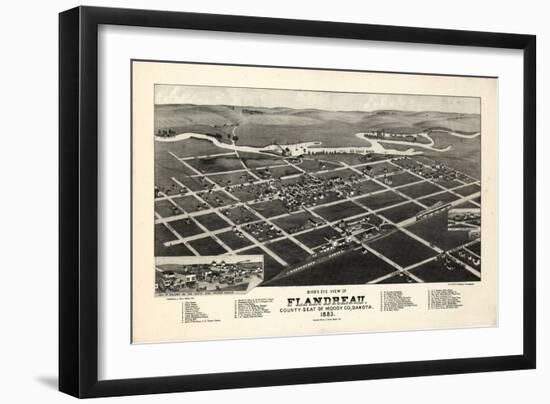 1883, Flandreau Bird's Eye View, South Dakota, United States-null-Framed Giclee Print