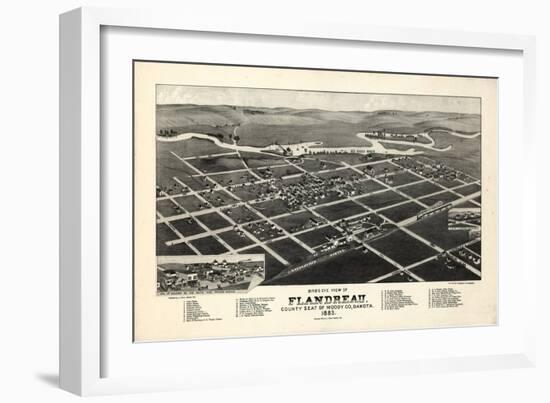 1883, Flandreau Bird's Eye View, South Dakota, United States-null-Framed Giclee Print