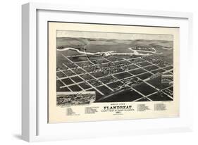 1883, Flandreau Bird's Eye View, South Dakota, United States-null-Framed Giclee Print