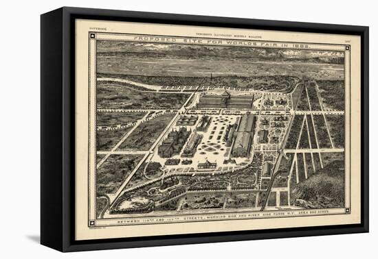 1883, New York City 1883 Bird's Eye View of World's Fair, New York, United States-null-Framed Stretched Canvas