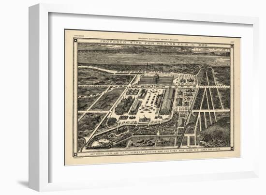 1883, New York City 1883 Bird's Eye View of World's Fair, New York, United States-null-Framed Giclee Print