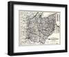 1883, Ohio State and Railroad Map, Ohio, United States-null-Framed Giclee Print