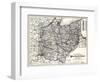 1883, Ohio State and Railroad Map, Ohio, United States-null-Framed Giclee Print