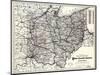 1883, Ohio State and Railroad Map, Ohio, United States-null-Mounted Giclee Print